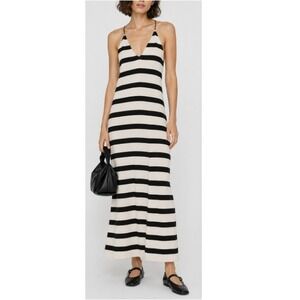 Easy Clothes Women's Beige Striped Backless Maxi Dress Size S/M NWT